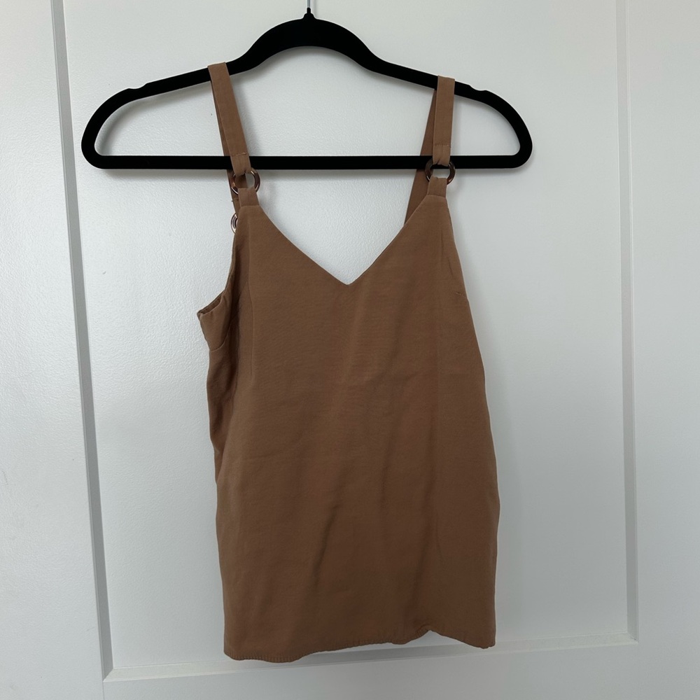 TopShop Women's Tan Sleeveless Top with Ring Details - Size 0